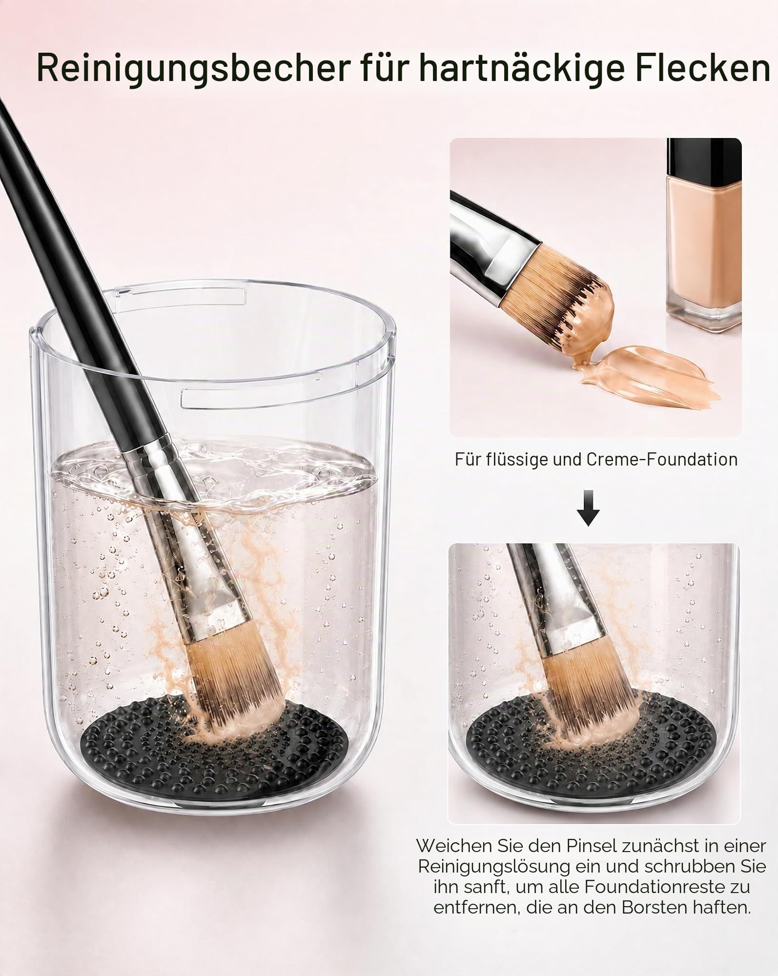 2026 Upgrade 3-in-1 Elektrischer Make-up-Pinsel Reiniger und Trockner, Stumm & Automatische USB-Tiefenreinigung Pinselreiniger, Schnelle Reinigung und Trocknung, ohne die Pinsel zu entfernen