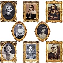 ECGER Halloween Decorations Indoor, Haunted Scary Decor - 3D Changing Face Pictures, Vintage Moving Wall Portraits Frame, For Horror Spooky Party Mansion Castle House Home Decoration(8 Pieces)