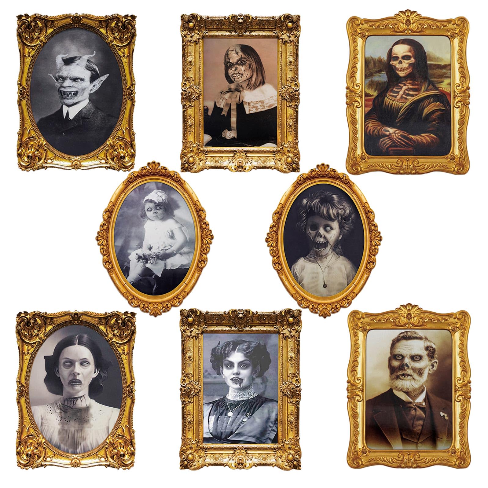 ECGER Halloween Decorations Indoor Scary 3d Changing Face Pictures, Moving Portrait Frame Decor