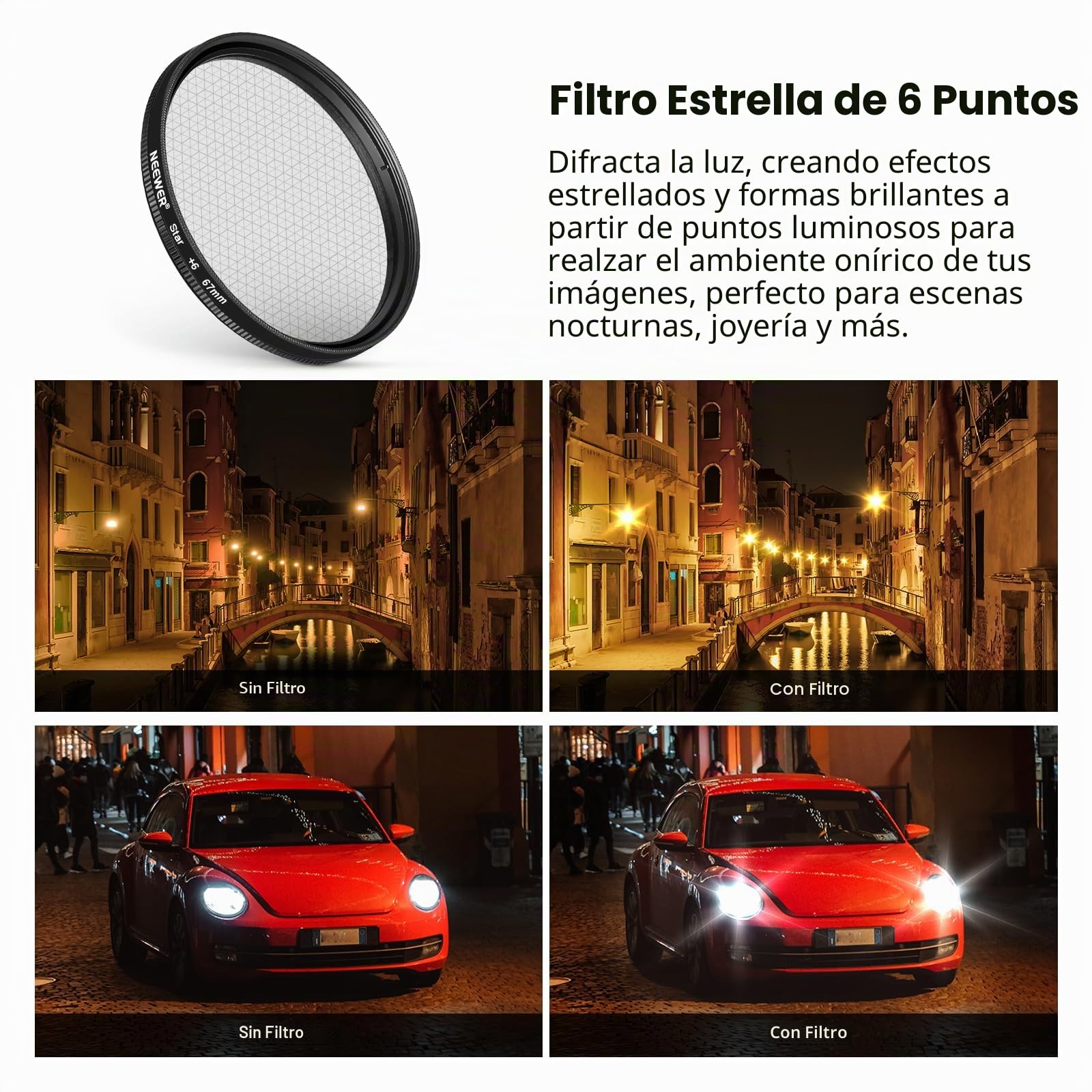 NEEWER Juego de 7 67mm Filtros ND, Compatible con Android Samsung Google Pixel Huawei Xiaomi Clip On CPL+ ND32 + Starlight + GND(Rojo/Naranja/Amarillo/Azul), Kit Accesorios Foto Lentes Cámara, FL-P11