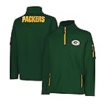 Ultra Game NFL Official Adults Quarter-Zip Super Soft Pullover Sweatshirt with Zipper Pockets - Unisex, Green Bay Packers, Team Color Updated, Small