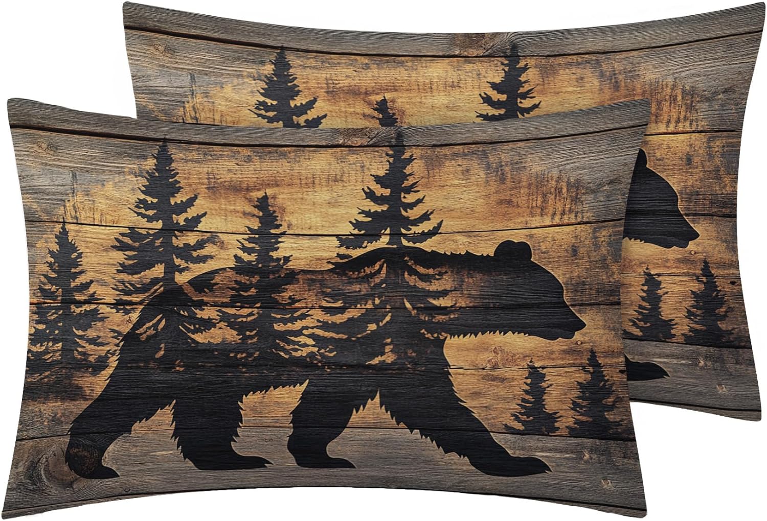 Generic Bear Pillow Cases King Size Set of 2, Rustic Forest Wildlife Pillow Covers 20x36 inch, Pillow Shams with Zipper, Soft Breathable, Cabin Wild Animal Pillowcase & Home Decor ZRjiT22