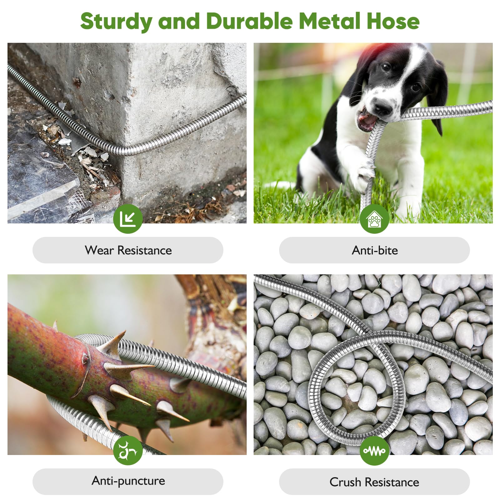 Gartenschlauch aus Metall, 45 m, robuster Wasserschlauch Schläuche Flexschlauch mit 10 Funktionen, knickfrei, robust und flexibel, robust und leicht, rostfrei für Hof, Outdoor, Wohnmobil
