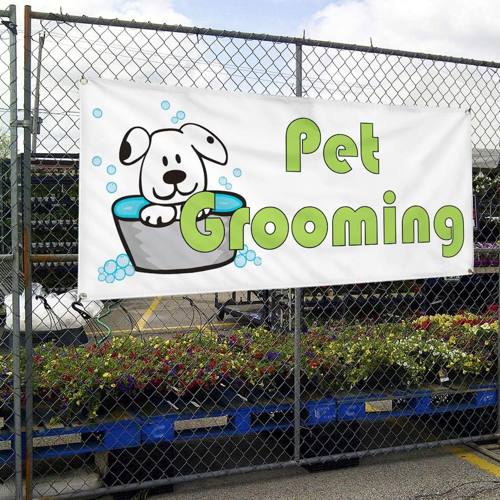 Vinyl Banner Multiple Sizes Pet Grooming Business B Business Outdoor Weatherproof Industrial Yard Signs White 4 Grommets 24x36Inches