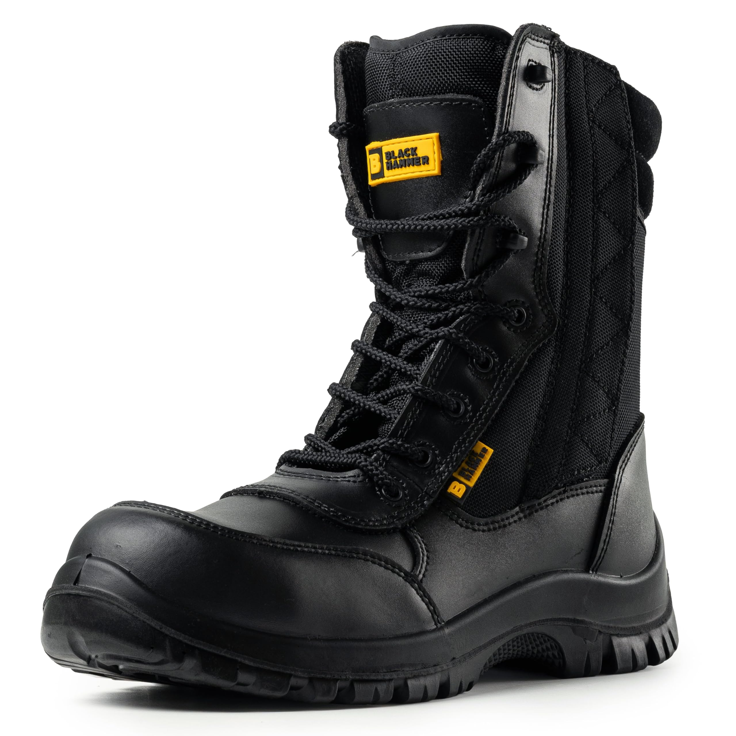 BLACK HAMMER Stivali di Sicurezza in Pelle da Uomo con Puntale in Composito S2 SRC Impermeabili Esercito Militare per Combattere Camminare Cerniera di per Lavorare 9999