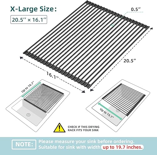 Vista 52 de Ohuhu Escurridor de platos sobre el fregadero, 17.6 pulgadas de ancho x 15.4 pulgadas de largo, organizador de fregadero de cocina, organizador