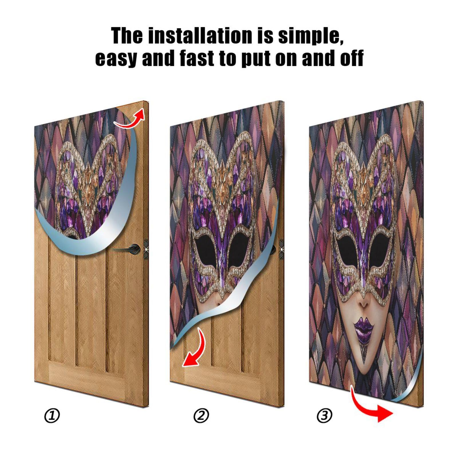 FLildon Mardi Gras Carnival Mask Door Cover Decoration, Party Accessory Porch Decor for Festive Ornament Room Door Covers 32 x 79 Inch