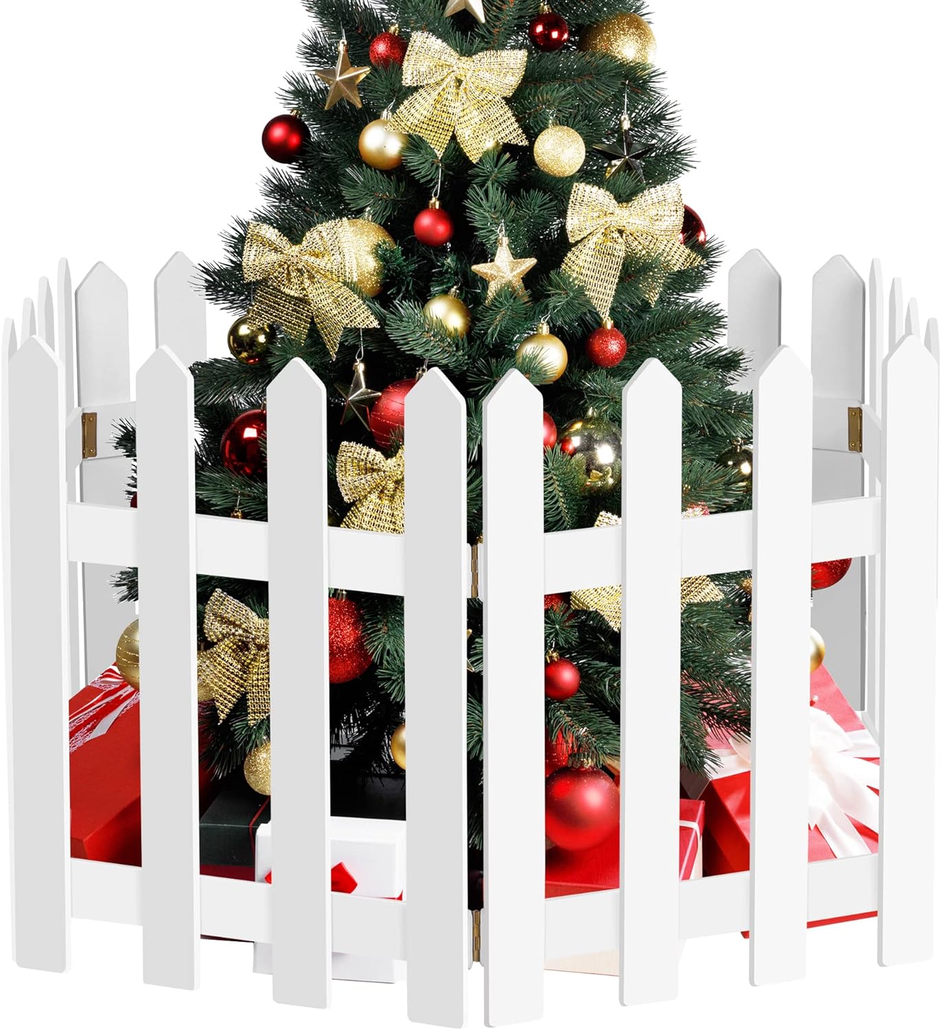 ANVAVO 6 Pack Christmas Tree Fence White Wooden Picket