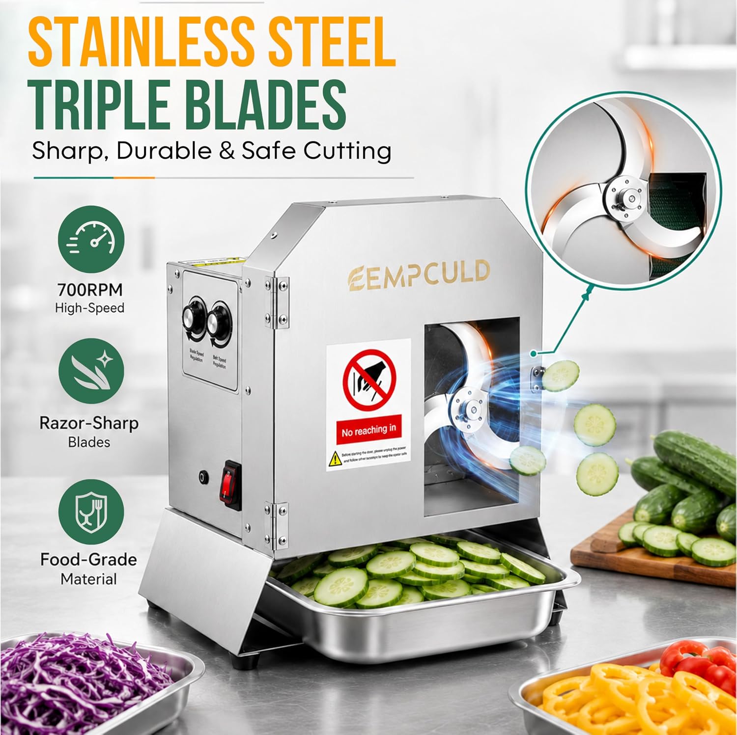 Electric Vegetable Slicer, 300W Conveyor Belt Cutter, 1-35mm Adjustable