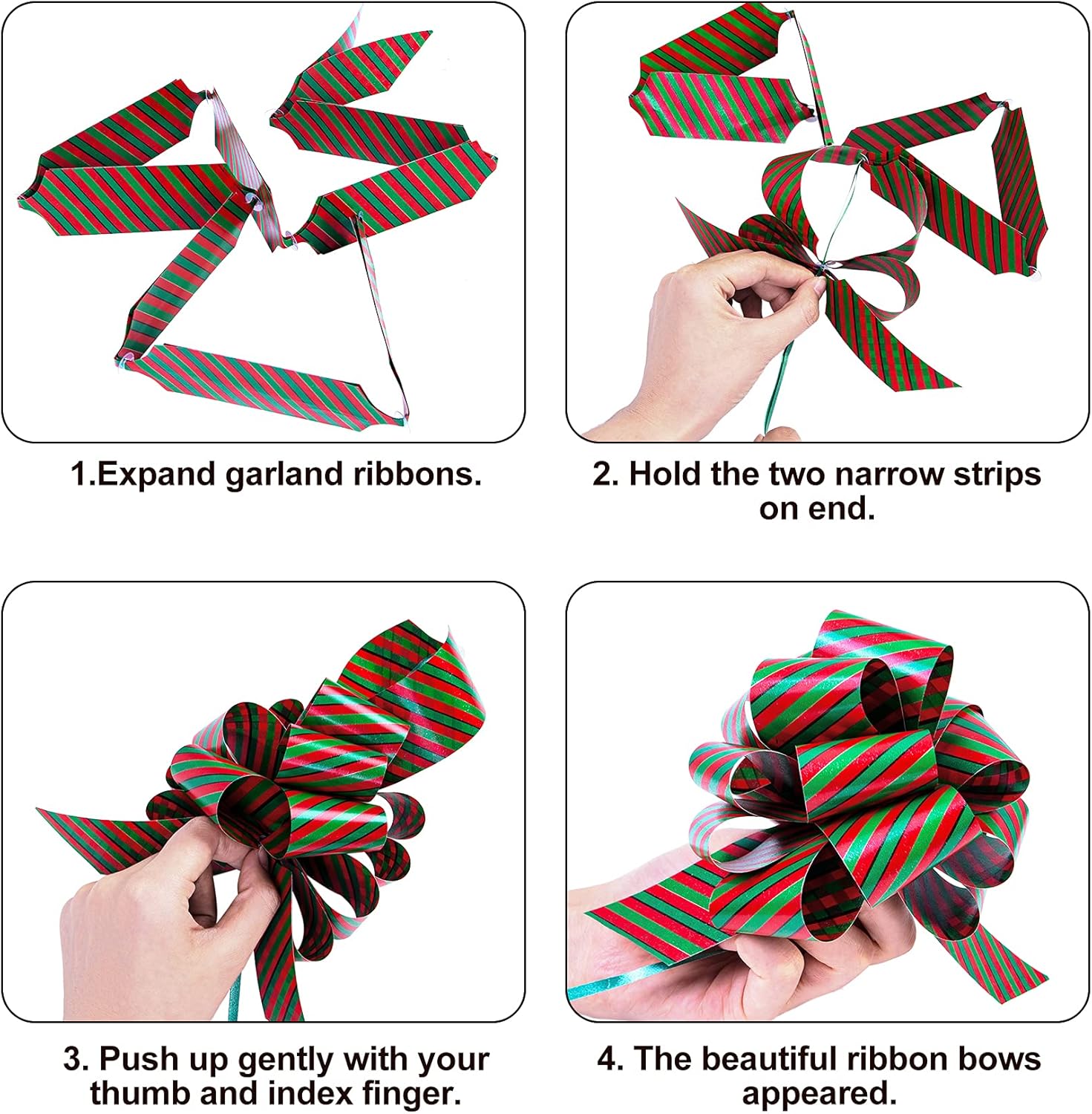 Christmas Bows for Gift Wrapping, 12PCS Wrap Pull Christmas Gift Bows with Ribbon Easy and Fast Wrapping Christmas Bows for Presents, Holiday Gift Bows for Boxing Day Wreath Christmas Tree Decorations : Health & Household