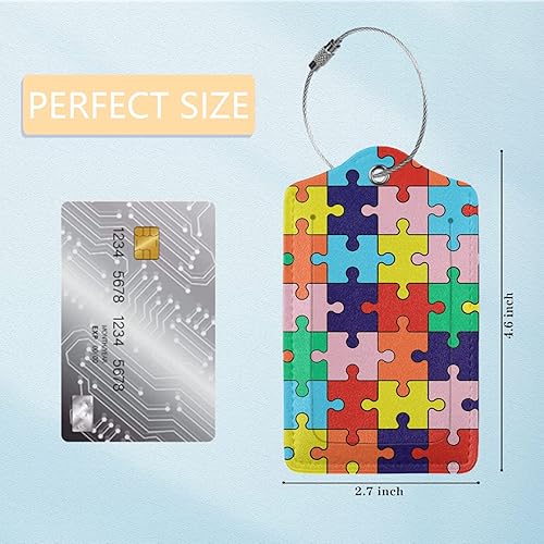 Miniatura 2 de Etiquetas de equipaje para maletas, paquete de 2 etiquetas de equipaje de conciencia sobre el autismo, etiqueta de cuero de acero inoxidable para