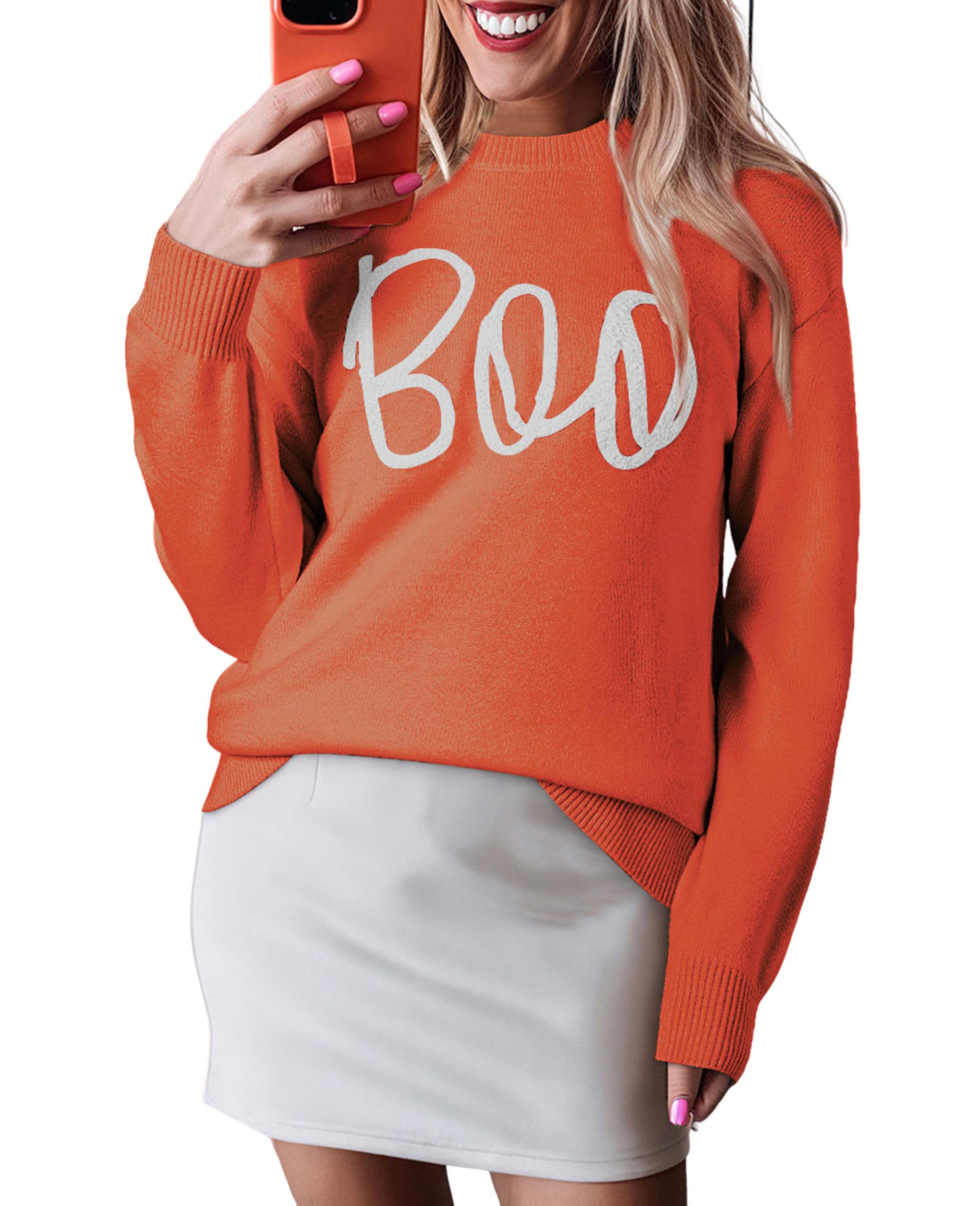 SELINK Women's Holiday Sweater Crew Neck Print Casual Long Sleeve Pullover