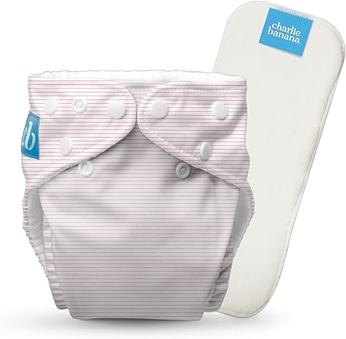 Charlie Banana Pañal de tela lavable reutilizable, ajustable, talla única, para bebés, niñas y niños, pañal de bolsillo suave con inserto
