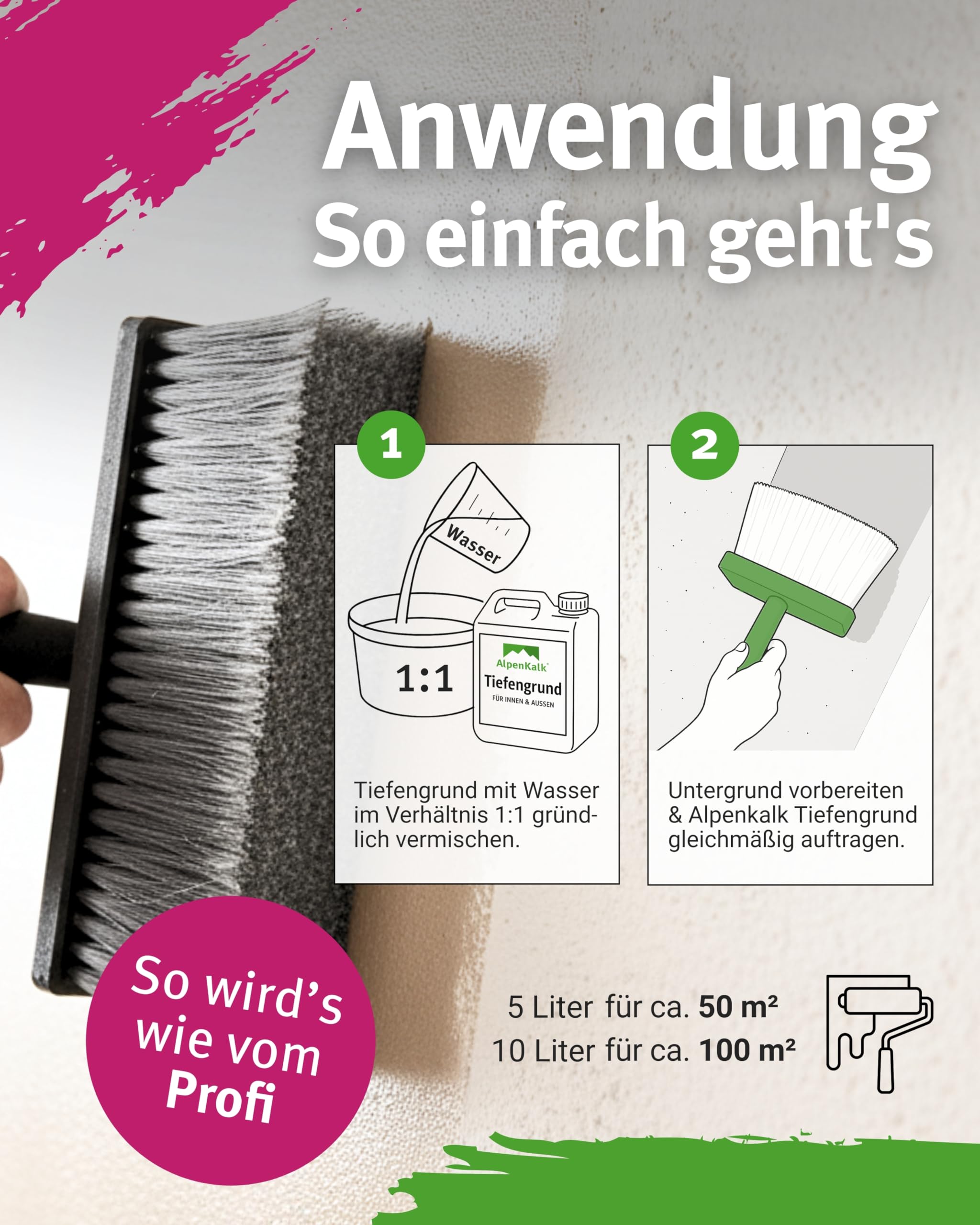 Tiefengrund I 5 L für ca 50 m² | Atmungsaktive Grundierung für innen & außen | Lösungsmittelfrei, geruchsarm & farblos | Optimale Haftung & gleichmäßige Oberfläche