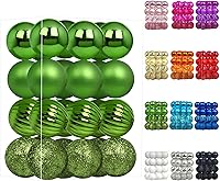 Vista 23 de Emopeak 24 bolas decorativas para árbol de Navidad, 4 estilos inastillables, decoración de árbol de Navidad, esferas colgantes para decoración