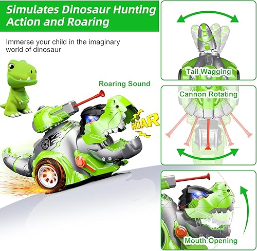 Miniatura 2 de Auto de control remoto de dinosaurio, juguetes programables para niños y niñas, camión monstruo RC de 2.4 GHz con sonido y aerosol, autos RC Hobby
