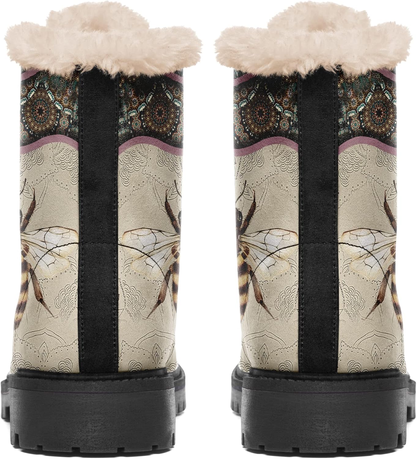 Winter Boots for Women, Custom Christmas Boots Santa Claus Print Ladies Fur Lined Lace up Ankle Boots Comfortable Warm Winter Snow Shoes Outdoor Christmas Gift - Image 5