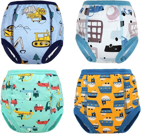 FLYISH DIRECT culotte apprentissage propreté garcon culotte dapprentissage culotte d apprentissage enfant 4 ans, Pur Coton, Voiture, Lot de 4 - 1
