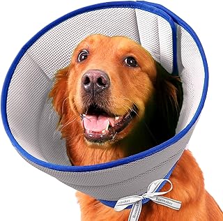 Extra Soft Dog Cone Alternative After Surgery, Breathable Dog Cones for Large Medium Small Dogs, Lightweight Dog Recovery Collar for Pet, Adjustable E-Collars for Dogs, Elizabethan Collar (L)