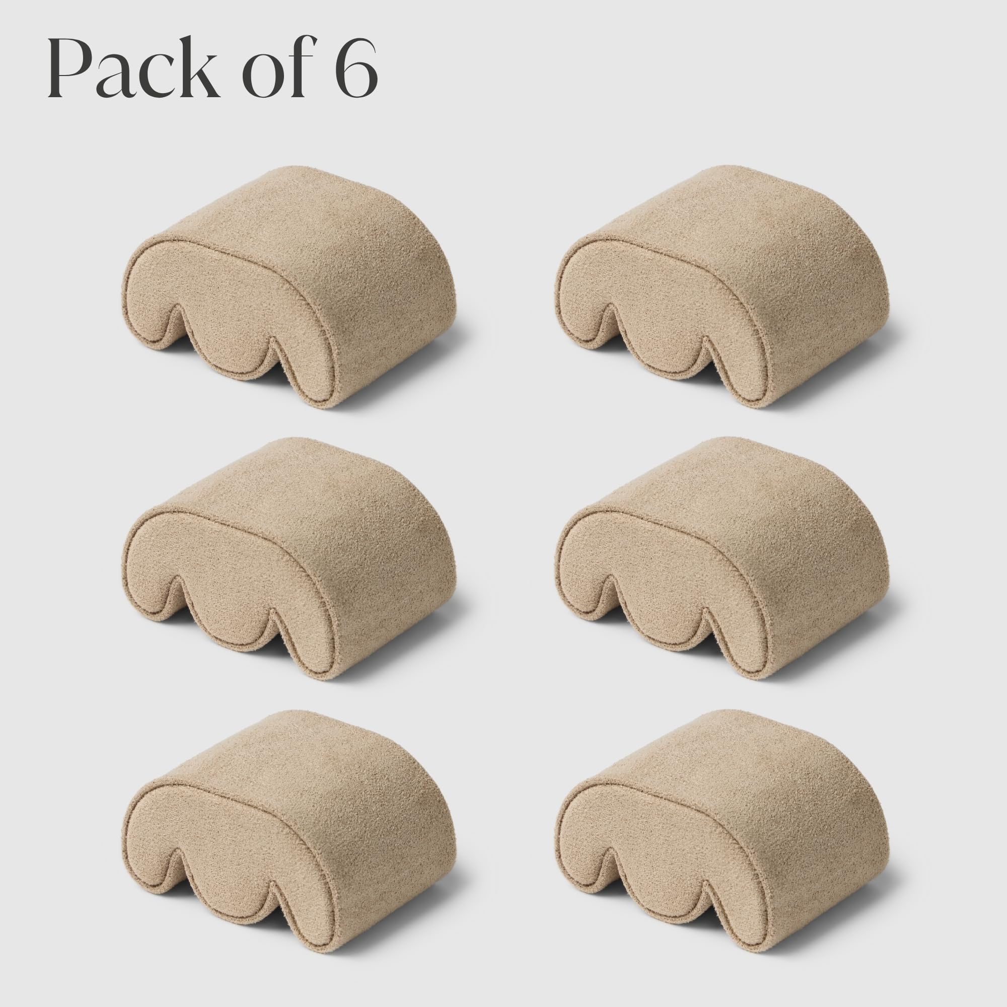 TAWBURY Grove - Set di 6 cuscini a forma di S, per polsi con circonferenza da 14 a 17,5 cm, larghezza 5 cm (beige)