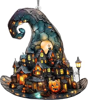 Cute Ghost Ornament Halloween Decor, Cute Ghost Gift For Book Lovers, Gothic Fall Decor For Window Decorations Indoor & Outdoor Party, Spooky Decor, Spooky Ornament for Halloween Decorations (Hat)
