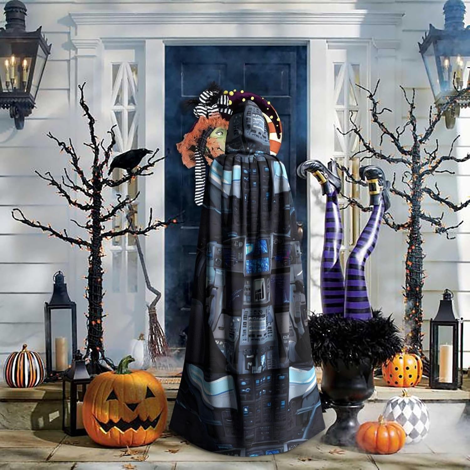 Cabin Of The Future Men Women Halloween Role Play Party Decoration Hooded Poncho Black