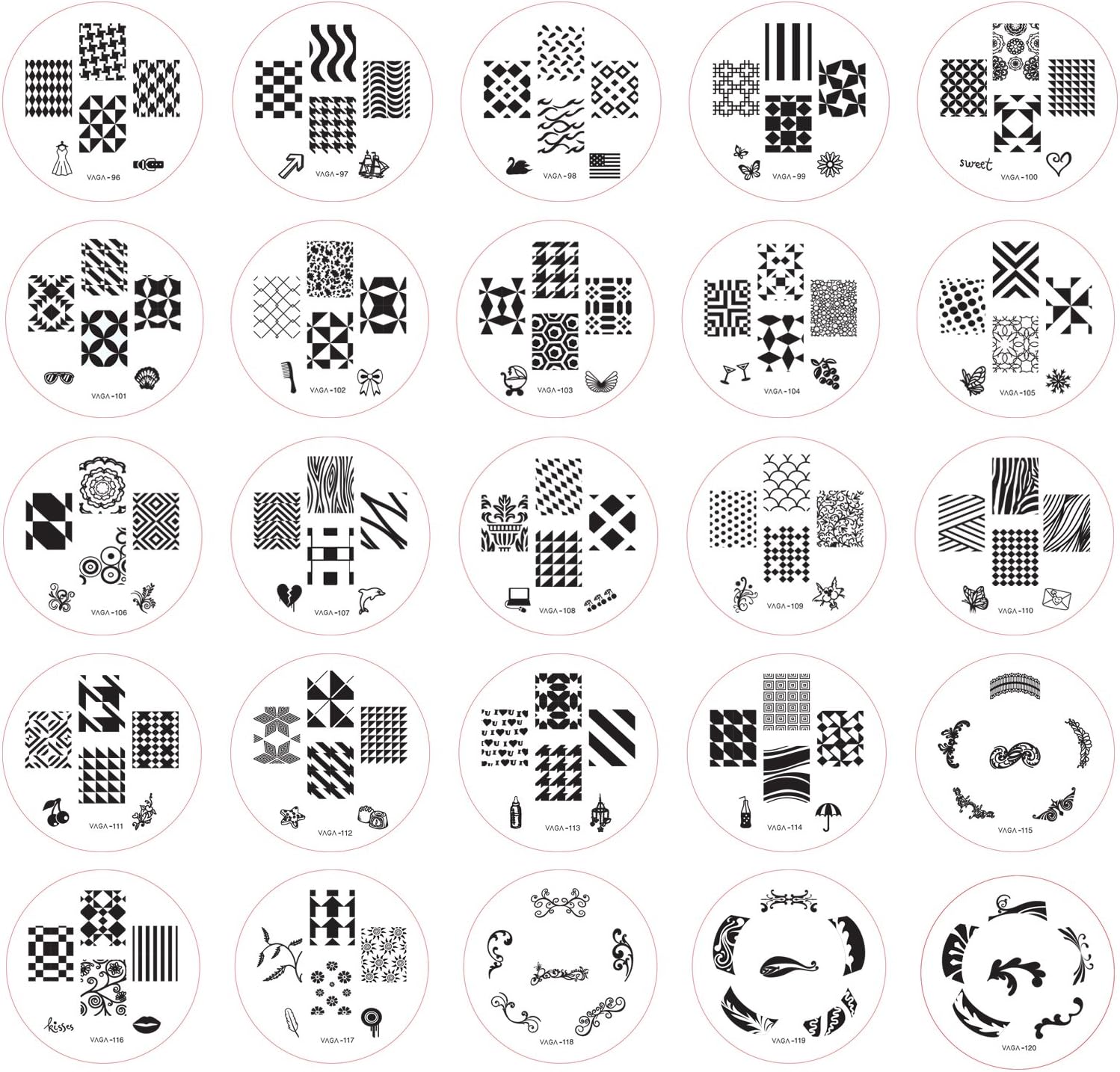 VAGA nail art stamping plates Princess collection nail stamp designs
