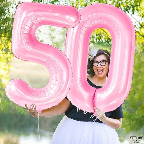 Miniatura 3 de KatchOn, Globo Enorme de 40 Pulgadas Rosa Claro Número 0 - Globos Rosas  Globo Cero, Decoraciones de Fiesta Rosa Claro  Decoraciones de Cumpleaños