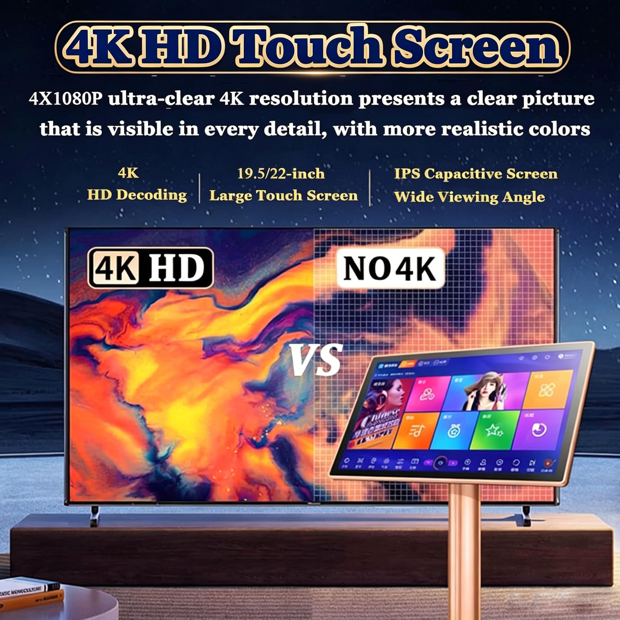 Sis-Tema De Karaoke Profesional De 21.5 Pulgadas, Control Mediante Aplicación Móvil, Compatible con Varios Idiomas, Amplificador De Karaoke para El Hogar, Fiestas Y Ktv Black-2tb