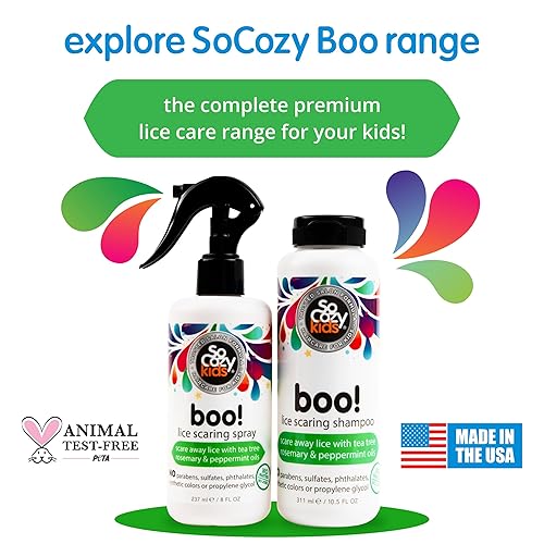 Miniatura 8 de SoCozy Boo! Champú para el cabello de los niños, tratamiento eficaz de piojos (10.5 onzas líquidas) ahuyenta los piojos con aceites de árbol de té,