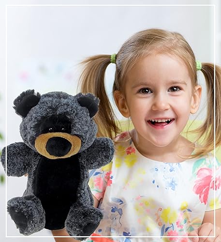 Miniatura 5 de DolliBu - Marioneta de peluche de oso negro, súper suave, juguetes de peluche de animales salvajes para niños y adultos, lindo oso de peluche negro