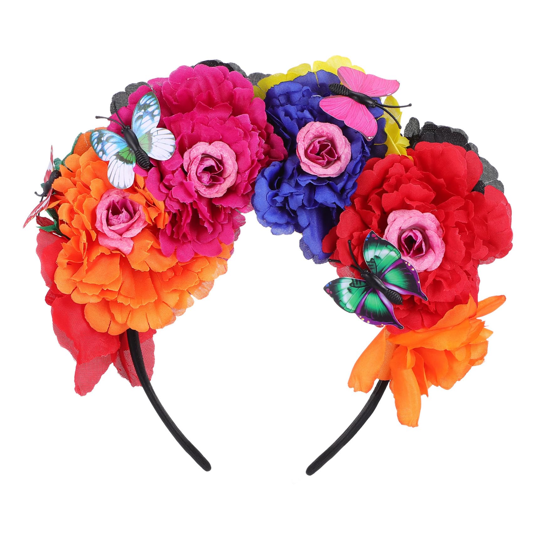 Diadema De Flores y Tocado De De Flores Multifuncional Para Mujer y Niña, Diseño Colorido Rojo, Púrpura, Naranja y Azul, Adecuado Para Bodas, Fiesta y Sesiones De Fotos