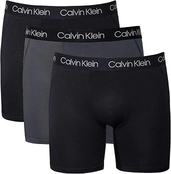 Calvin Klein Mens 3 Pack Microfiber Mesh Boxer Brief, Black/Grey/Black, X-Large, Black/Gray/Black, XL