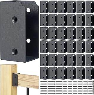 201 Stainless Steel 2" x 4" (Actually 1 ½" x 3 ½") Deck Railing Connector, for Deck Railing, Handrail, Barn and Beam end Connection Installation (36pc-Black)