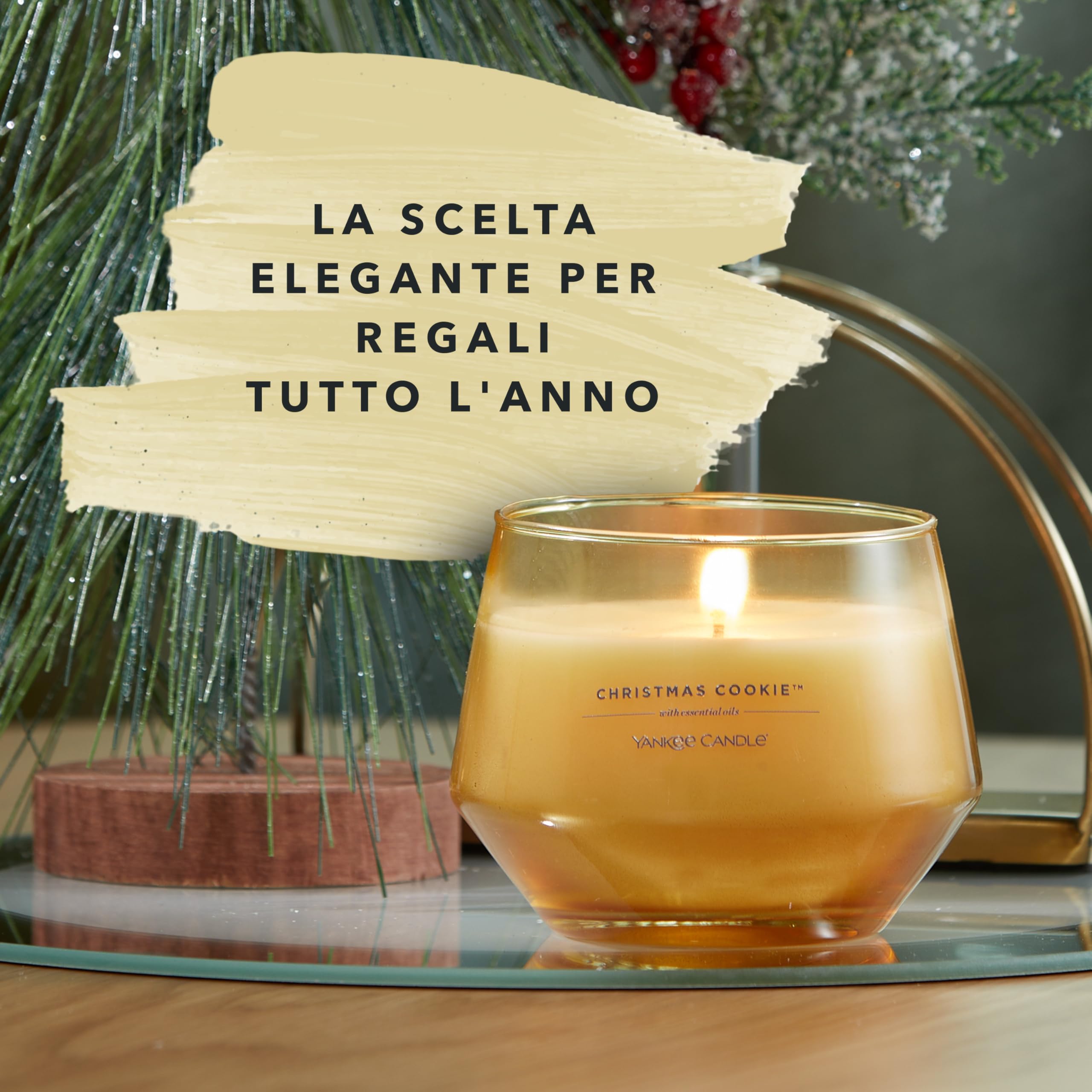 Yankee Candle Studio Candele profumate Candela media Chrsitmas Cookie|Candele di lunga durata: 35-50 ore| Elegante design in vetro con cera viola| Regalo perfetto per le donneregali per le mammeregali