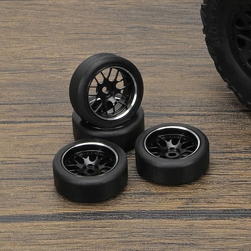 Miniatura 5 de RCAWD Neumático de deriva de metal ampliado de 1.142 in con cubo 4 piezas para 128 Wltoys K969 Series Upgrades Part Negro