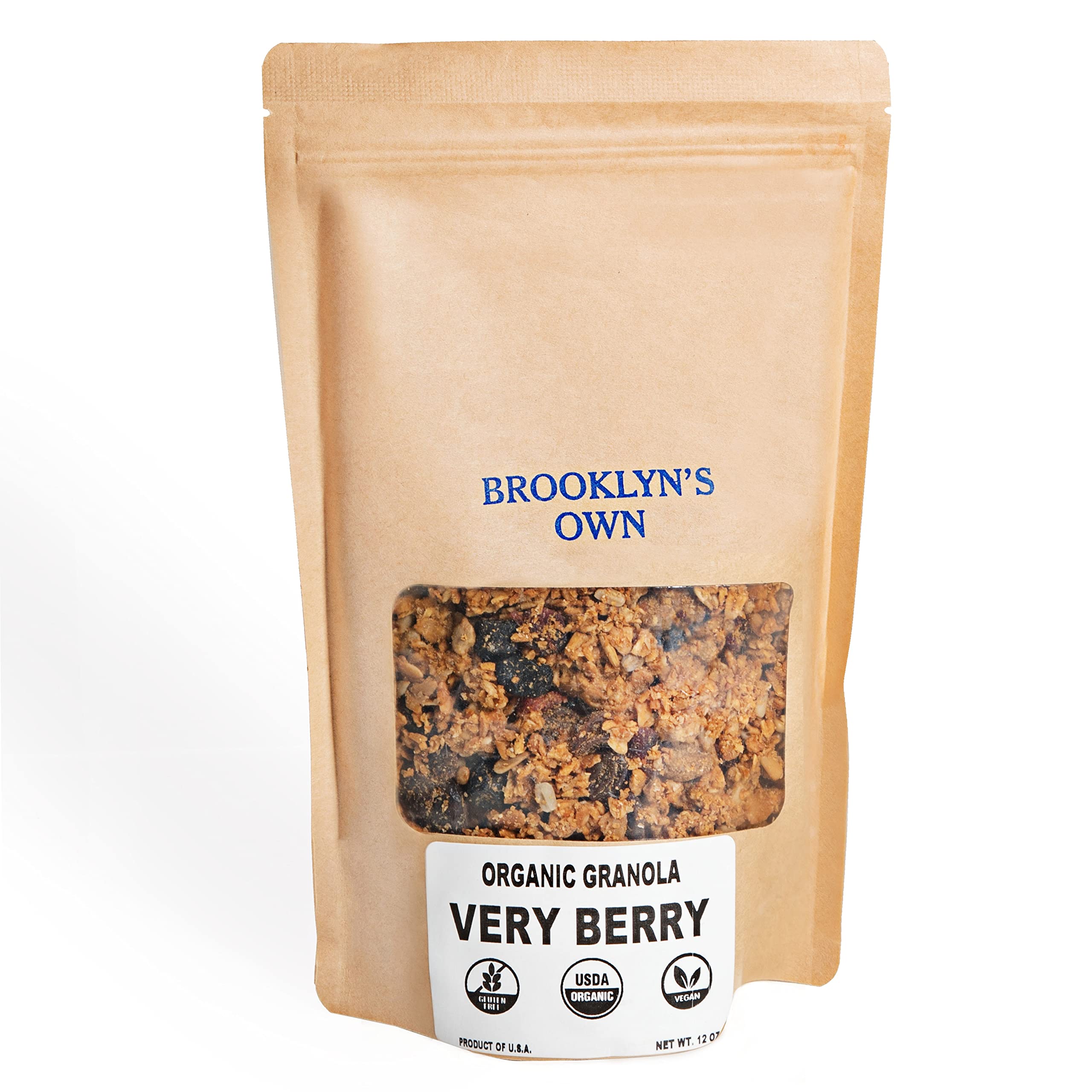 Brooklyn's Own Organic Granola Very Berry Breakfast Cereal - Gluten-Free Healthy Snacks - 12 Ounce Resealable Eco-Friendly Pack