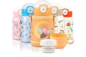 SANTECO Kids Stainless Steel Water Bottles with Straw