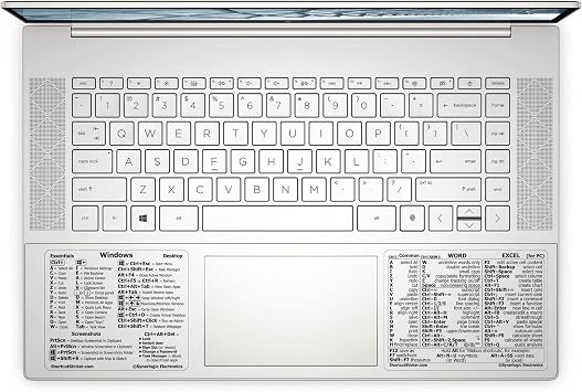 SYNERLOGIC Windows + Word/Excel for Windows Quick Reference Guide Keyboard Shortcut Stickers, No-Residue Vinyl Clear/Large/Combo