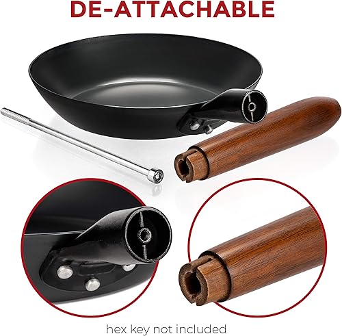 Miniatura 6 de Sartén de acero al carbono sin revestimiento  Sartén duradera de 7.9 pulgadas  Sartenes para cocinar comidas saludables y deliciosas  Sartén de