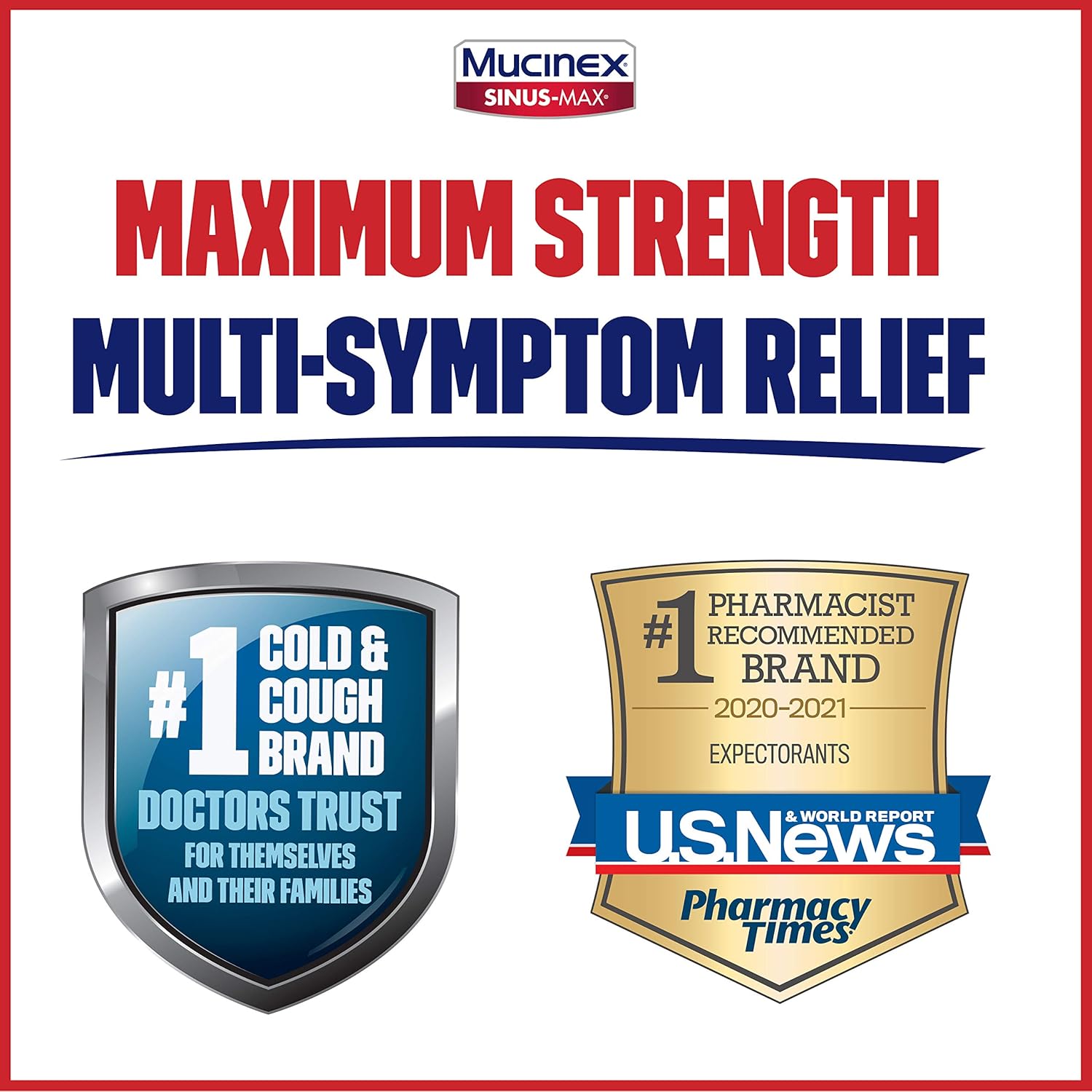 Mucinex Sinus-Max Max Strength Severe Congestion & Pain Caplets, 20ct : Health & Household