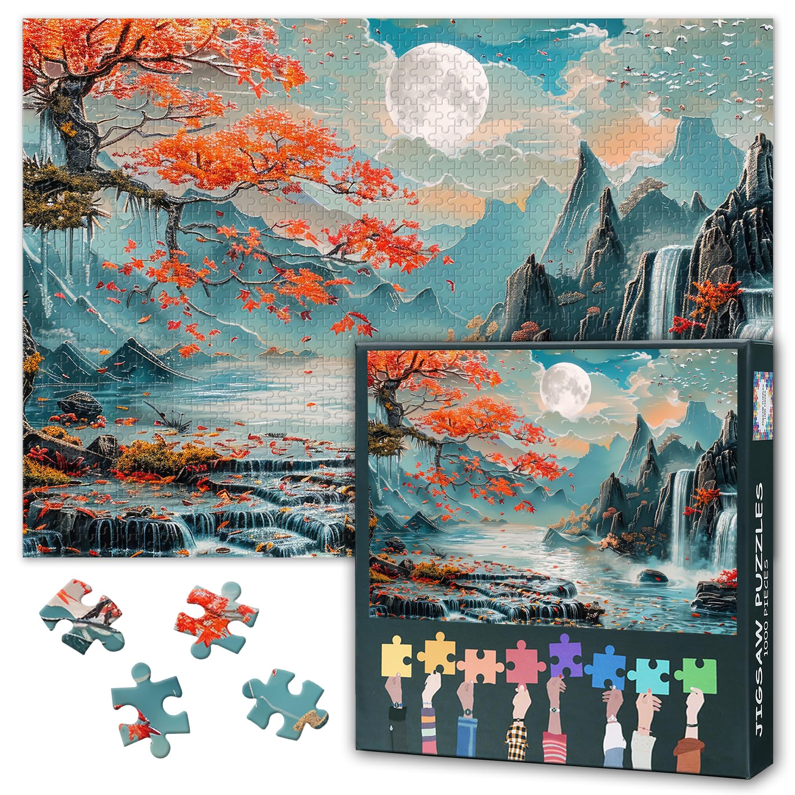 1000 Piece Jigsaw Puzzle, Landscape with an Autumn Scenery Adult Puzzles, Jigsaw Puzzle 1000 Pieces for Adults, Scenery Puzzles for Adults 1000 Pieces Finished Size 50x70 cm