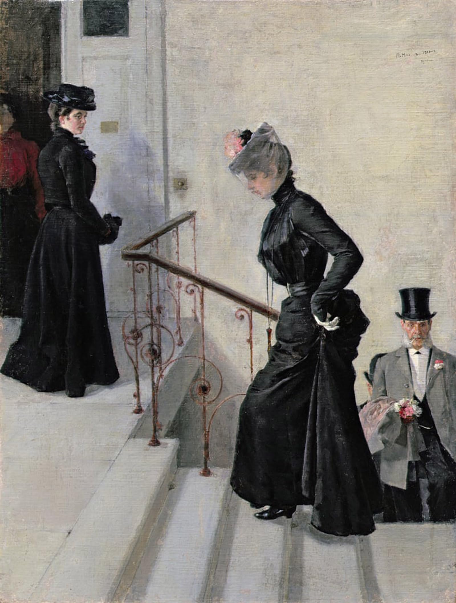 SERENDIPITP Vintage Wall Art Canvas Nordic Poster Canvas Print Picture on the Steps by Peter Alexandrovich Nilus Wall Art Poster for Home Decor 60x90cm