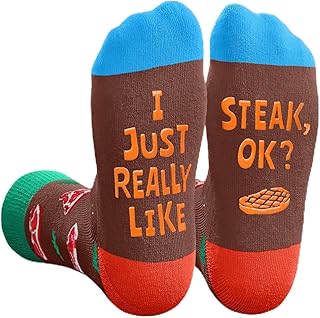 HAPPYPOP Funny Food Socks for Women - Men Steak Ramen Gifts, Ramen Hot Dog Socks