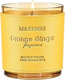 M&SENSE Orange Ginger Scented Candles, High Intensity, Vegan Soy Toxin Free Candles for Home Fragrance, 10oz 42-Hour Slow Burning Time, Kitchen Party Air Purifying Candle for Women Man