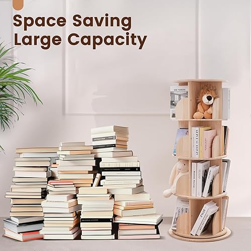 Miniatura 4 de Estantería giratoria, estantería giratoria de 4 niveles para niños, estante de almacenamiento de pie de 360 niveles para niños y adultos,