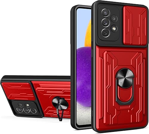 CCSmall Funda para Samsung Galaxy A23 4G5G con tarjetero, protección resistente con anillo magnético, función atril, cubierta de cámara deslizante