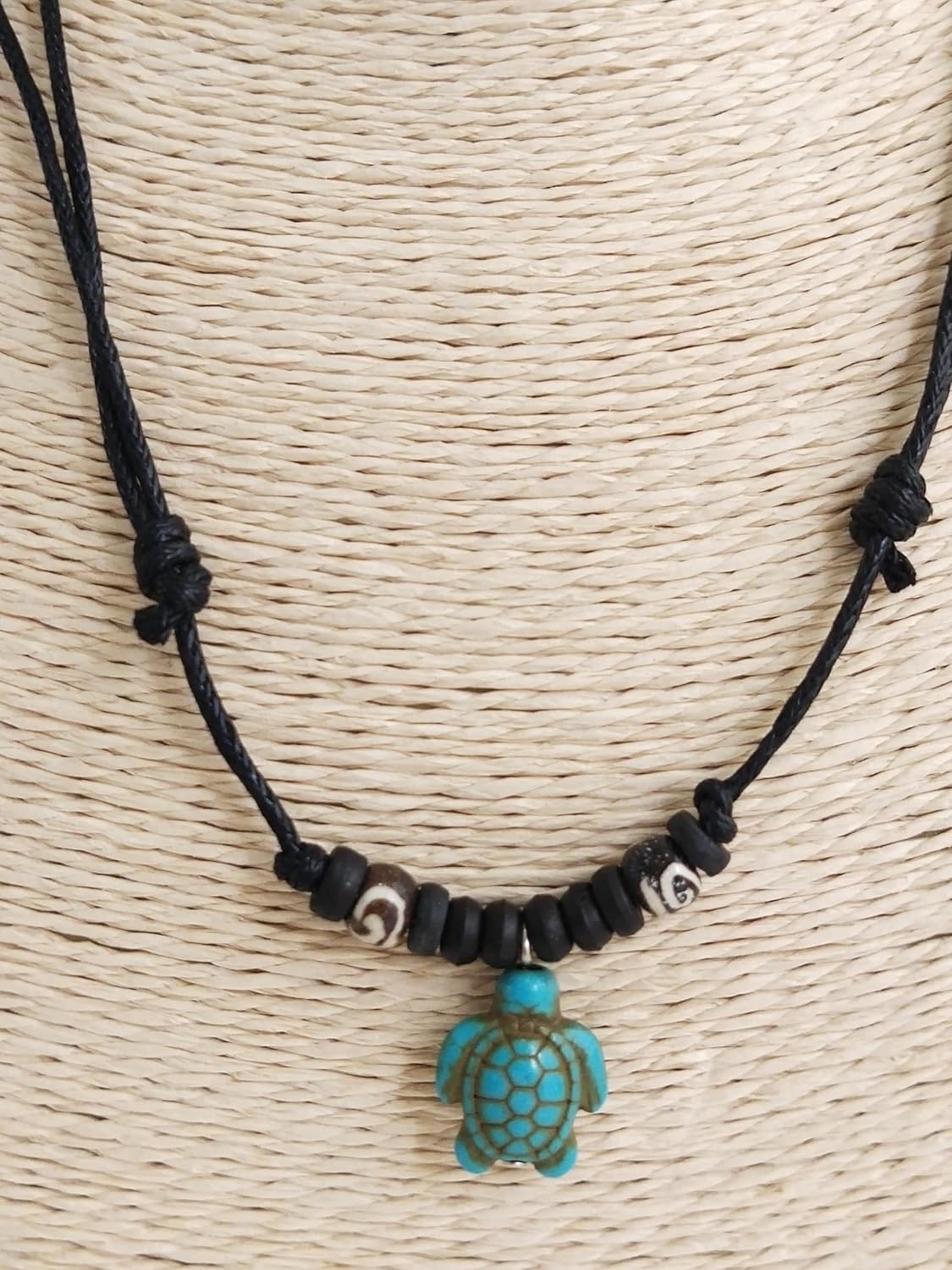 Sea Turtle Lucky Turquoise Color Pendant with Black Adjustable Cord Necklace for Boho Unisex Jewelry N-105 - Image 5