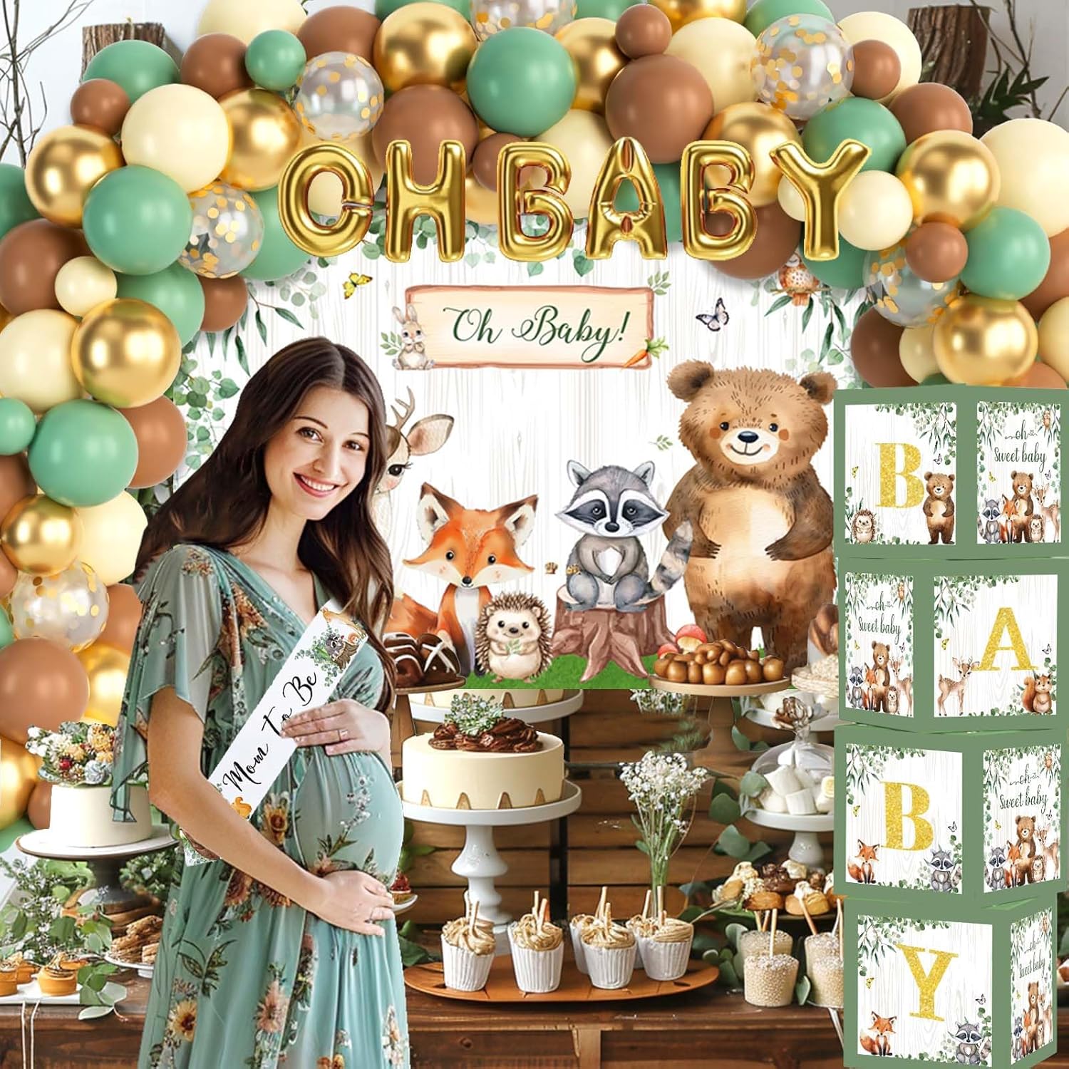 Woodland Baby Shower Decorations, Forest Animal Baby Shower Party Supplies, Neutral Theme Gender Reveal Party Ideas