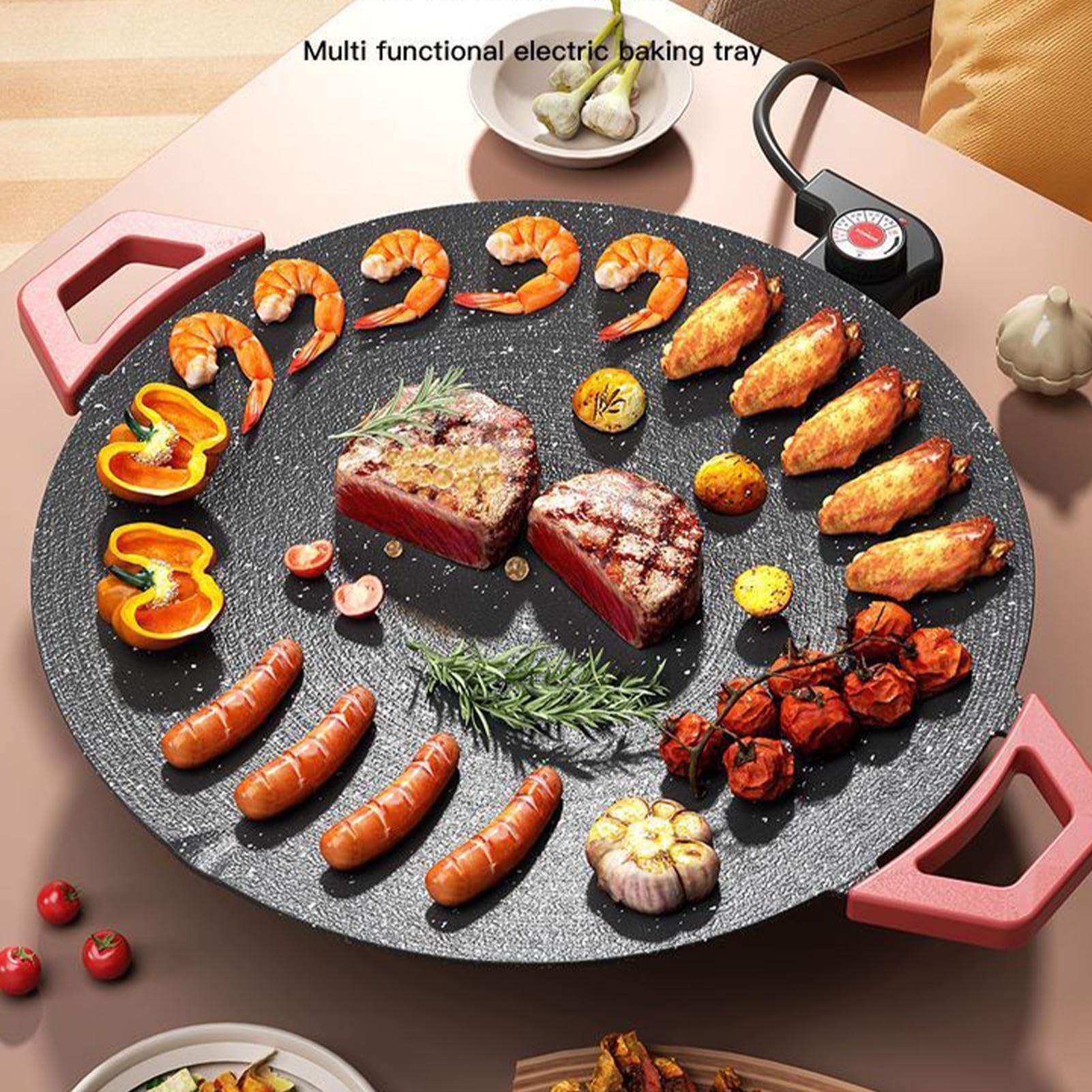 Plancha Eléctrica De Interior Sartén Antiadherente De Calentamiento Rápido | Plancha Pequeña con Accesorios para Cocinar Para Cocinar En La Encimera De La Cocina Barbacoa Carne Hamburguesa